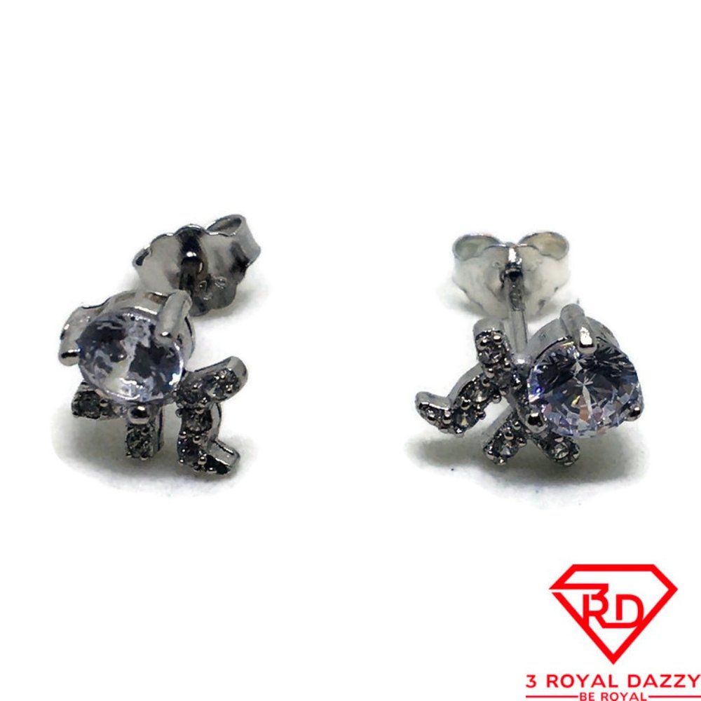 Tiny Person White CZ stud Earring 14k white gold